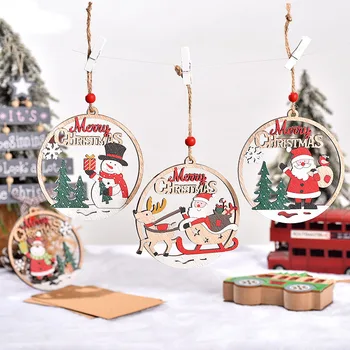 Lesene Božič Obesek Visi Risanka Santa Claus Snežaka Elk Božič Drevo Ornament Noel Vesel Božič Dekor Navidad Korist