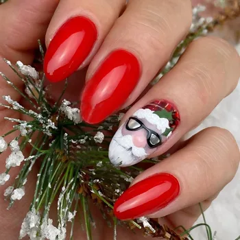 Mandljevo Božič francoski Ponaredek Nails Fashion Nosljivi Manikura Polno Kritje Nohtov Nasveti Pritisnite na Nohtih Ženske