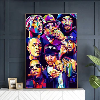 Sodobni Umetnosti Sliko Zahodni Obali Moda Hip Hop Tupac Glasbe je Pevka Plakati in Freske 2PAC Sliko Platno Slikarstvo Doma Dekor