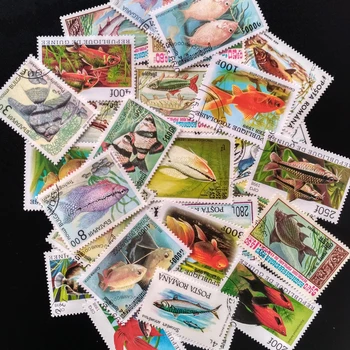 Veliko 200 250 Kos Ribe Temo Znamk Svetu Original Poštne znamke z Žigom Dobrem Stanju Vse različne