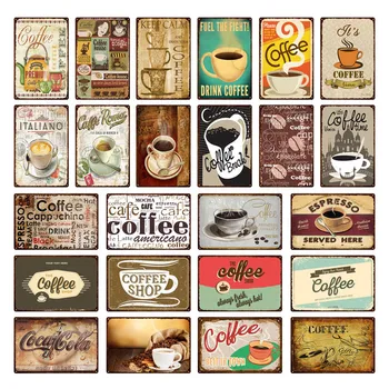 Vintage Kave Tin Prijavite Kovinski Znak Dekorativna Ploščica Retro Ploščo Cafe, Kuhinjo, Dnevno Sobo, Kava Bar, Dekoracijo