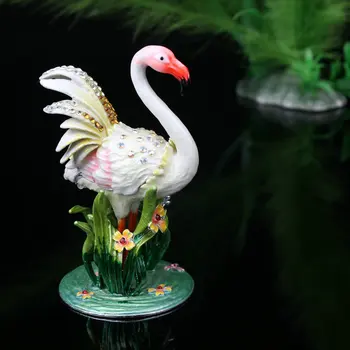 Zlitine Obrti Emajl Nakit Polje Ornament Naslikal Diamond Flamingo Ornament Darilo